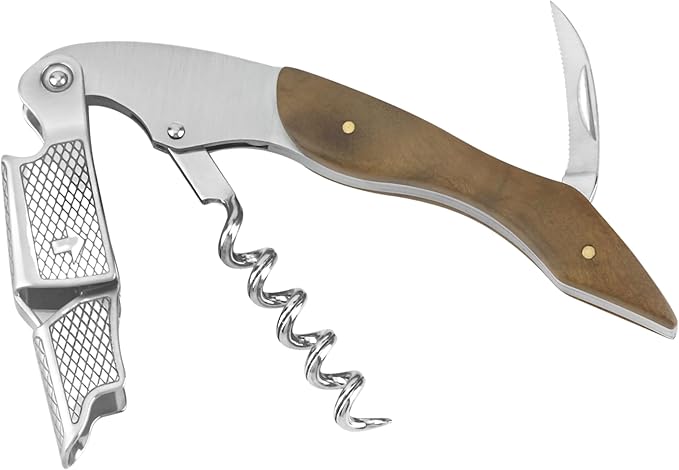 ELEGANTZ Wine Bottle Opener Set – Premium Corkscrew with Foil Cutter & Beer Bottle Opener – Ergonomic Wooden Handle for Smooth Cork Removal – Sommelier Accessories Gift for Wine Lovers