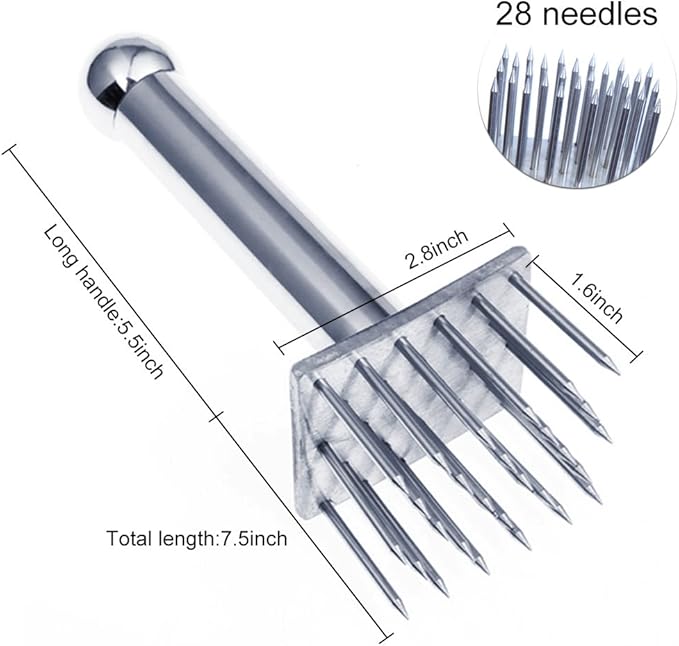 Professional Meat Tenderizer Tool Poultry Tenderizers with 28 Stainless Steel Blades Meat Mallet for Beef,Pork,Chicken