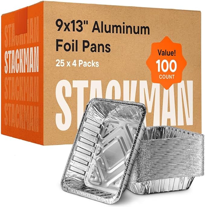 Aluminum Pans 9x13 Disposable Aluminum Foil Pans [100-Bulk-Pack] Large Baking Pan Trays - Heavy Duty Half Size Chafing Dishes. Food Containers for Roasting, Cooking, Heating or Steam Table…