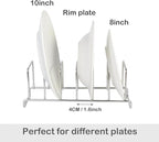 IMEEA Plate Rack 304 Stainless Steel, Vertical Dish Organizer for Cabinet & Countertop, Holds 6 Plates (8–10 Inch), 12 x 3.9 Inch Metal Dish Holder ﻿