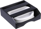 9-inch Paper Plate Dispenser Under Cabinet, Bamboo Paper Plate Holders, Kitchen Counter Vertical Plate Dispensers Holders Countertop Caddy(For 9-inch Plates, Black)