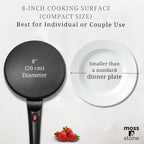 Moss & Stone Electric Crepe Maker – 8” Portable Crepe Pan Nonstick with Dipping Plate, Auto Shut-Off, On/Off Switch, Even Heating & One Automatic Temperature Control – Compact Crepe Maker