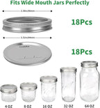 36Pcs Mason Jar Lids with Rings Wide Mouth, Upgrade Canning Lids with Rings/Bands for Ball, Kerr Jars and More, Split-Type with Leak Proof & Airtight, Food Grade Material for Mason Jars