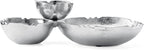3 Cluster Decorative Bowls Bright Silver Snack Tray Bowl Chip & Dip Serving Piece Strong Brass Centerpiece Beautiful Room Accent & Entertaining Parties Home Decor Wedding Gifts 14.6 Inch Decorative