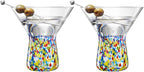 Large Stemless Martini Glasses – Set of 2-8oz Luxury Hand Blown Confetti Margarita, Martinis, Cocktails, Water, Wine, Dessert & Champagne Glasses Cinco de Mayo, Hand Blown - Mexican Confetti Glass