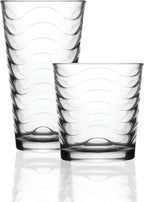Circleware 12-Piece Set of Highball Tumbler Drinking Glasses and Whiskey Cups, Home & Kitchen Party Glassware for Water, Beer, Juice, Ice Tea, Bar Beverages, 6-15.75 oz & 6-12.5 oz, Pulse