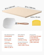 VEVOR Pizza Stone, 20 x 14 x 0.6 in Rectangular Cordierite Pizza Stone, 1450℉ Heat-Resistant Cook Stone, Extra Large Baking-Stone with Metal Peel, Scraper, for Kitchen Bake Oven, BBQ Grill