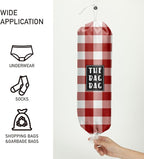 Plastic Bag Holder,Reusable And Washable Grocery Bag organizer,for Home Kitchen Travelling Camping Decor, use 1 Pack, Red And White Plaid Pattern