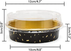 Beasea Mini Aluminum Pie Pans with Lids, 100 Pack 4” 8oz Black Gold Baking Pie Foil Tins Small Round Tart Cups Containers for Individual Cupcake Muffin Cheesecake Dessert Ramekins Quiche Oven Dishes