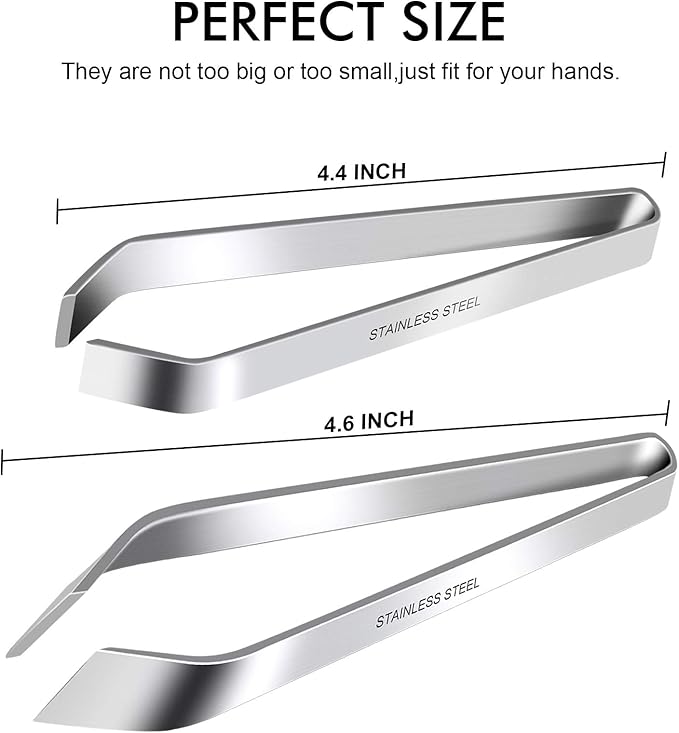 ZAUGONTW Fish Bone Tweezers, Professional Stainless Steel Flat and Slant Pliers Set for Kitchen Salmon Trout, 2 SET