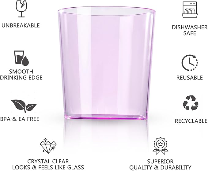 Liacere Plastic Drinking Glasses (Set of 12) 14 oz Purple Plastic Glasses Colors，Kitchen Water Glasses Cup, Bar Tumbler Glassware Set for Beer, Juice, Cocktail, Whiskey, Milk for Valentine’s Day