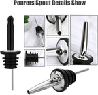 Pafusen 6 Pack Liquor Bottle Pourers, Liquor Pour Spout for Liquor Bottles, Stainless Steel Olive oil Dispenser Spout, Alcohol Pourer Spouts Dust Caps Long Covers, Sliver