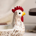 Ceramic Retro White Rooster Shape Sponge Holder for Kitchen Sink, Compact Sink Caddy Organizer, Scouring Pad and Dish Sponge Holder, A