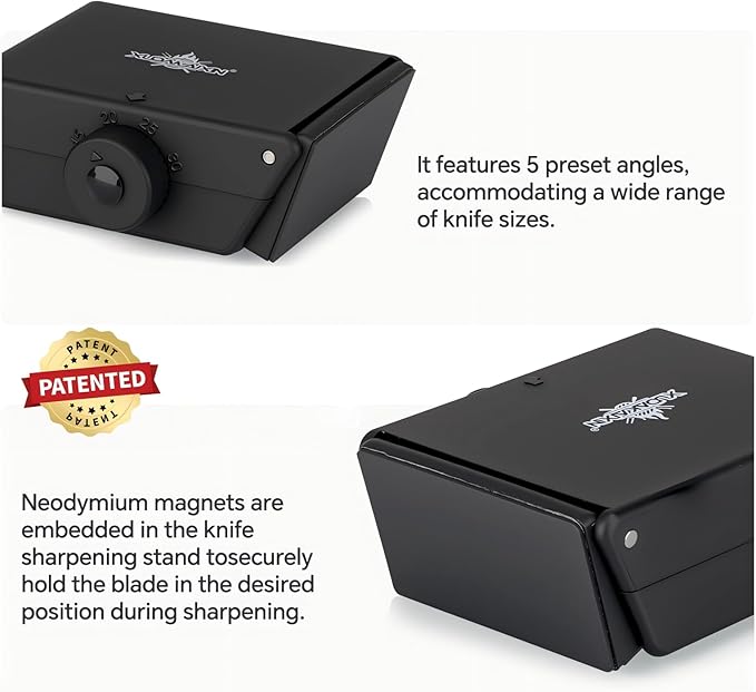 The Innovative Knife Sharpener - Patented Multi-Angle Premium Rolling Knife Sharpener with Extra Replacement Head for Chef's, Fruit, and All Steel Knives (Black)