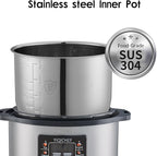 12L/12.8Qt Commercial Electric Pressure Cooker, Digital Control, 304 Stainless steel Inner Pot, Serve for 15-25 people, 1400W/120V with US PLUG, suitable to small restaurant, Canteen, Hotel