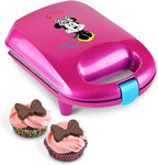 Disney Minnie Mouse Mini Cupcake Maker with Liners by Select Brands - Appliance for Convenient Baking - Small Kitchen Appliance with Nonstick Coating & Latching Handle - Cupcake Maker Kit with Manual