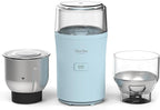 Martha Stewart Electric Coffee & Spice Grinder, Dual 2.5oz Removable Bowls, Storage Lids, Stainless Steel Blades, One Touch Pulse Control, 2-in-1 Compact, Beans & Spices, Herbs & Nuts, Sky Blue