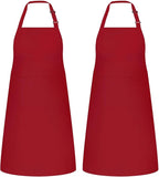 NLUS 2 Pack Kitchen Aprons with 2 Pockets for Women Men, Chef Aprons for Baking BBQ Cooking, Red