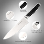 15-Piece Kitchen Knife Set with Block, ABS Ergonomic Handle for Chef Knife Set and Serrated Steak Knives Knife Sharpener and Kitchen Shears, Dishwasher Safe, Black Block