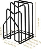 SUNFICON Cutting Board Rack Chopping Board Organizer Stand Holder Kitchen Countertop Pots Pan Lids Rack Organizer Flat Steel 4.92 x 5.7 x 8.47 in. Black