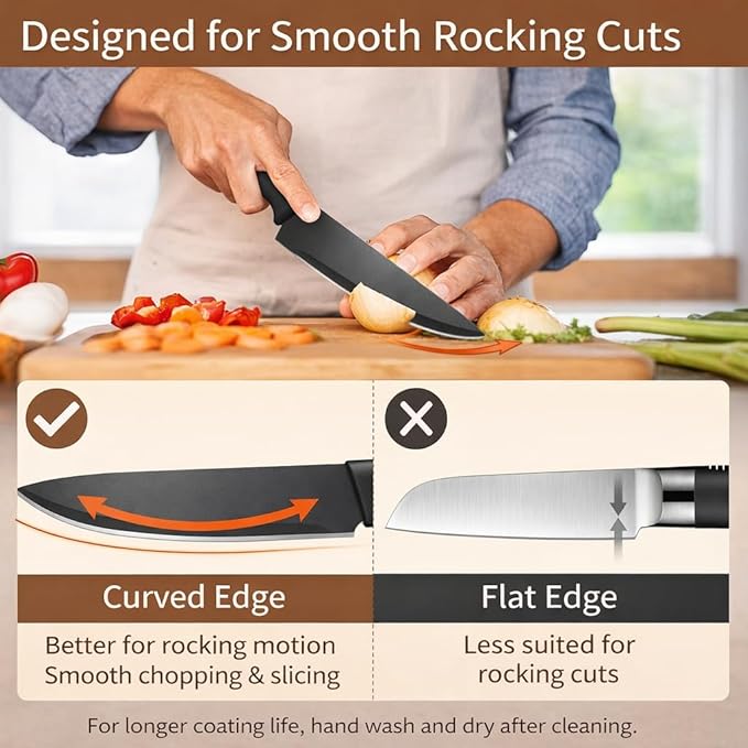 Small Knife Block Set, Modern Kitchen Knife Scissors with Universal Round Holder, Home Apartment New Kitchen Essentials, Space Saving, Dishwasher Safe(Black, 7PCS)