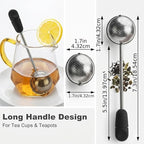 2pack Tea Ball, tea infuser for loose leaf tea, tea strainers for loose tea, stainless steel tea strainer, loose leaf tea steeper, easy clean, tea fine mesh strainer reusable-A (Black)