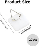 20Pcs 1.25in White Square Invisible Adhesive Small Plate Hangers,Vertical Plate Holders Wall Mount Display Holder,No Nails Decorative Plates for Artworks
