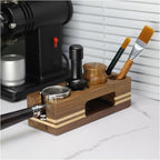 Walnut Wood Coffee Filter Holder, Espresso Tamper Mat Stand, Coffee Maker Support Base Rack, Barista Accessories(Orange)