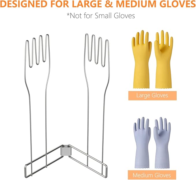 KORRTFID Kitchen Glove Holder,Stainless Steel Glove Rack,Kitchen Vertical Glove Support Multi-Purpose Glove Drain Rack,Collapsible Glove Drying Stand,Rubber Glove Drying Rack,Mitten Rack(Large)