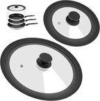 Universal Lid for Pots, Pans and Skillets - Tempered Glass Lid with Heat Resistant Silicone Rim Fits fit 7", 8" 9" & 10", 11", 12" Diameter Cookware, Replacement Lid for Frying Pan & Cast Iron Skillet