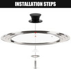 Pan Lid Fits 11, 12 & 13 Inch Cookware, Universal Lid for Pots, Pans and Skillets,Replacement Frying Pan Cover with Tempered Glass Top, Stainless Steel Cast Iron Skillet Lids - Heat Resistant Handle