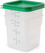 Cambro Food Storage Container with Lid (Microwave Safe and BPA-Free) - 2 Pack - Classic Series Square with Green Lid - 4 QT (Quart) - Commercial Grade for Food Prep (Translucent)