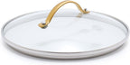 GreenPan 8" Tempered Glass Lid for Pots and Pans Cookware, Gold-Tone Handle with Matte Finish, Dishwasher and Oven Safe