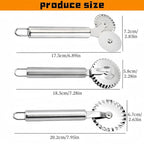 3 PCS Stainless Steel Pastry Wheel Cutter,Ravioli Cutter, Pizza Cutter Wheel, Fluted Pasta Crimping Wheel Dough Crimper Pie Crust Cutter,Ergonomic handle, Easy to use and clean