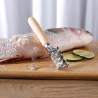 Abaodam 2pcs Fish Scale Scraper Wooden Handle Fish Cleaning Tool Seafood Scale Remover Kitchen Specialty Gadget