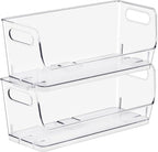 Sorbus Stackable Storage Bins Open Front, Clear Stackable Storage Bins, Pantry Bins for Storage and Organization, Acrylic Stackable Bins for Kitchen, Clear Pantry Organizer Bins (Small Wide 2 Pack)