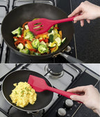 NatureMan 5 Pieces Non-Stick Food Silicone Kitchenware Utensils- Kids Cooking Sets - for Cooking Baking Mixing, Stirring-Ergonomic Dishwasher Safe（Red）