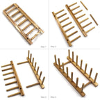 INNERNEED Bamboo Wooden Dish Rack, Vertical Plate & Lid Organizer for Kitchen Cabinet or Countertop, Drying Stand for Dishes, Cutting Boards