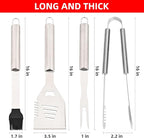Grilling Accessories - BBQ Accessories 4pc Heavy Duty Grill Accessories Barbecue Grilling Tools Utensils Set with Spatula, Fork, Brush, Tongs Kit Ideal Gift for Father Men Husband Birthday