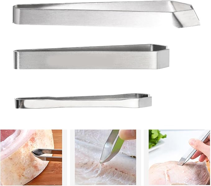 3 Pieces Stainless Steel Fish Bone Remover Pliers Pincers Puller Tweezers Tongs Pick-Up Utensils Kitchen Seafood Gadgets