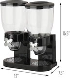 Honey-Can-Do Zevro Essential Dual-Control Dry Food Dispenser – Effortless & Organized Storage for Cereal, Dog Food, or Snack Dispenser for All Kinds of Treats, 17.5 oz Each Capacity, Black/Chrome