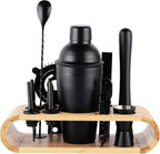 JNWINOG 12Pcs-Cocktail Shaker Set Stainless Steel Bartending Kit 18.6oz Cocktail Bar Set Cocktail Mix Drink Making Kit Professional Bar and Home Drink Bar Tools for Bartender (Matte Black, 12Pcs)