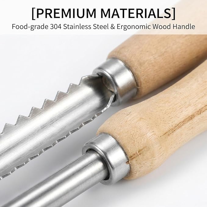 Cabilock 2-Piece Stainless Steel Fruit Corer Tool Set - Heavy Duty Kitchen Core Remover with Serrated & Smooth Blades - Multi-Use Pitter for Bell Pepper, Pear, Cherry, Jujube & Red Dates