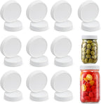 AOZITA 10 WIDE Mouth & 10 REGULAR Mouth Mason Jar Lids - 20 Pack Food Grade Plastic Mason Jar Caps for Ball, Kerr and More Canning Jars - Leakproof & Dishwasher Safe - White