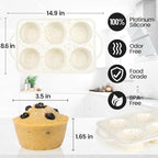 CAKETIME Large Muffin Pan, Metal Reinforced Frame 3.5 Inch Jumbo Silicone Muffin Pan Nonstick 6 Cups for Baking Jumbo Muffin, Frittatas, Jumbo Cupcakes 2 Pack Confetti