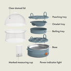 bella Electric Egg Cooker, 14 Eggs Capacity Tray, Double Stack, for Poached, Scrambled, Hard, Medium & Soft Boiled Eggs, Omelets and Steamed Dumplings, Auto Shutoff, 360 Watt, Oatmilk