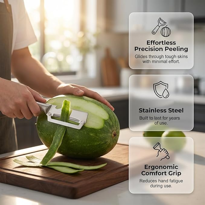 Multi-Functional Vegetable Peeler for Kitchen, 2026 New Vegetable Peeler with Wooden Handle and Bottle Opener, 2 in 1 Stainless Steel Kitchen Tool for Fruit Apple Potato Pumpkin Slicer (A+B, 2PCS)