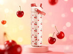 POWCAN 26 oz Insulated Water Bottle with 2-in-1 Straw and Spout Lid, Keep Cold 24H, Leak-Proof, Fits in Car Cup Holder, Stainless Steel Water Bottle for Sports, Travel, Gift and School (Cherry Meadow)