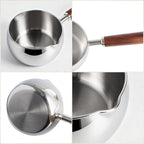 IMEEA 27oz Milk & Butter Warmer Pot SUS304 Stainless Steel Sauce Pot with Wooden Handle, 1–2 Servings for Heating Milk, Melting Butter & Small Sauces