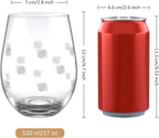 Joeyan Etched Stemless Wine Glasses,Hand Blown Drinking Glass Cups Wine Tumbler with Line Patterns,Carved Large Cocktail Whiskey Glasses,Gift for Party Wedding,4 Pack,17.5 oz,Dishwasher Safe